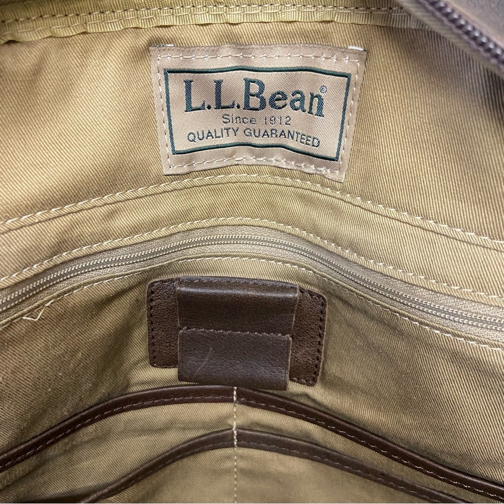 Vintage LL Bean Leather Bag Briefcase Laptop Work Business Brown Distressed - Picture 9 of 16